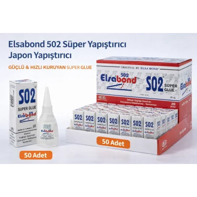 BUĞZ Elsabond 502 Süper Yapıştırıcı Japon Yapıştırıcı 20g Güçlü Hızlı Kuruyan Super Glue 50 Adet