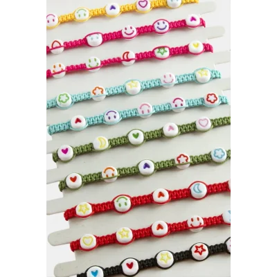  Emoji Makrome Örgülü Bileklik