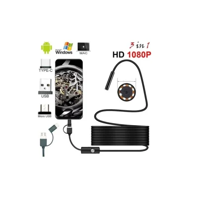 BUĞZ Endoskop 3 İn 1 Yılan Kamera Usb Micro Usb Type-c 20 Metre Sert Kablo