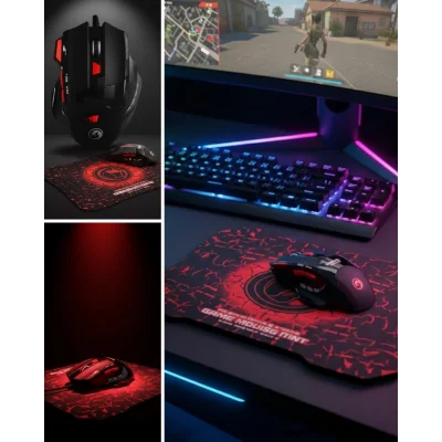BUĞZ Ergonomik Gaming Mouse ve Mousepad 3 DPI Ayarlı LED Işıklı Tasarım