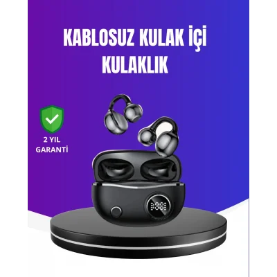 BUĞZ Ergonomik Klipsli Kablosuz Kulaklık – 30 Saat Pil ve Dokunmatik Kontrol Özelliği