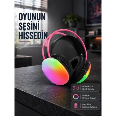 BUĞZ Ergonomik RGB Bluetooth Kulaklık 3D Ses Yeni Nesil