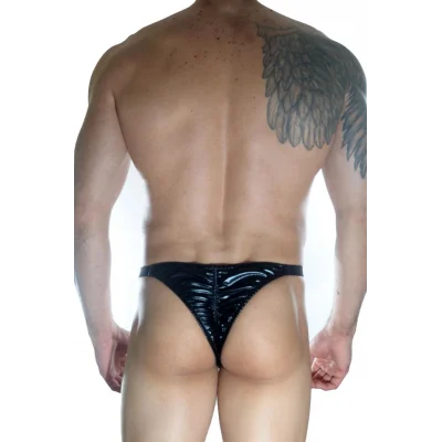 BUĞZ Erkek Arkası Büzgülü Siyah Lame Brazillian Slip