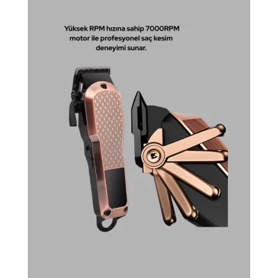 BUĞZ Erkek Bakım Makinesi – LCD Ekranlı 7000RPM Şarjlı Saç ve Sakal Kesme Cihazı - Lisinya