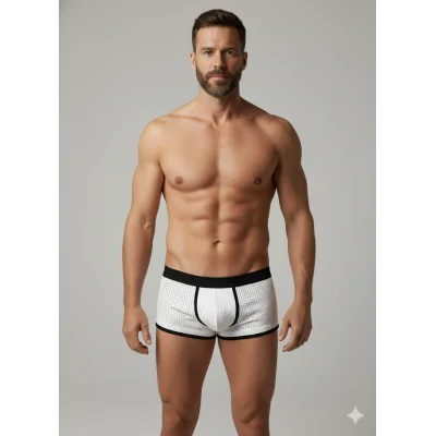 BUĞZ Erkek Beyaz Biyeli File Boxer