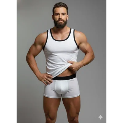 BUĞZ Erkek Beyaz Tank Top Boxer Takım