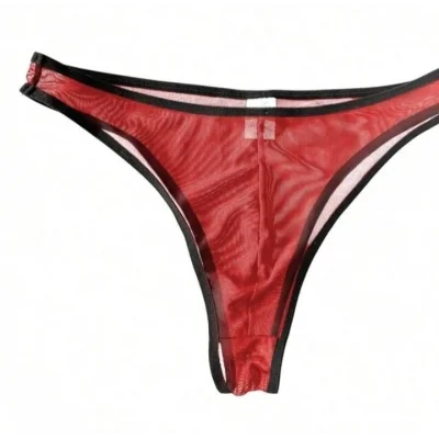 BUĞZ Erkek Biyeli Kırmızı Transparan Brazillian Slip