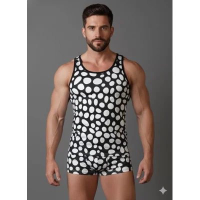 BUĞZ Erkek Desenli Tank Top Boxer Takımı