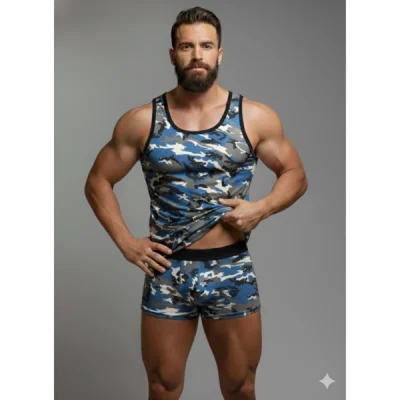 BUĞZ Erkek Kamuflaj Tank Top Boxer İç Çamaşır Takımı