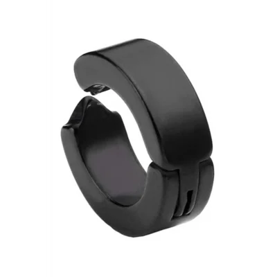 BUĞZ Erkek Küpesi - 1 Adet Siyah Çelik Kıstırmalı Küpe Paslanmaz Atmaz Çelik Siyah Küpe