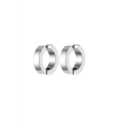 BUĞZ Erkek Küpesi - 2 Adet Çelik Kıstırmalı Küpe Paslanmaz Atmaz Çelik Gümüş Renk Küpe