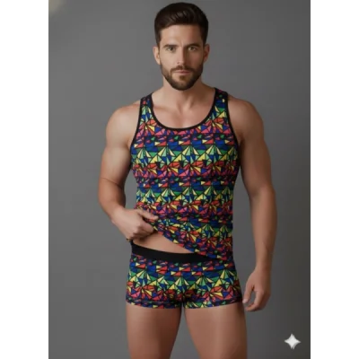 BUĞZ Erkek Renkli Tank Top Boxer Takımı