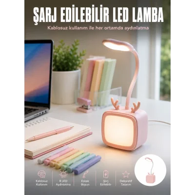 BUĞZ Esnek Gövdeli LED Masa Lambası Taşınabilir Gece Aydınlatması