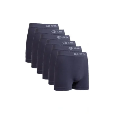 OIL COMPANY BUĞZ Esnek Nefes Alabilir Rahat Kumaş Pamuklu Likrali Erkek Lacivert Boxer Terletmez 6LI PAKET