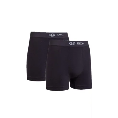 OIL COMPANY BUĞZ Esnek Nefes Alabilir Rahat Kumaş Pamuklu Likrali Erkek Siyah Boxer Terletmez 2Lİ PAKET
