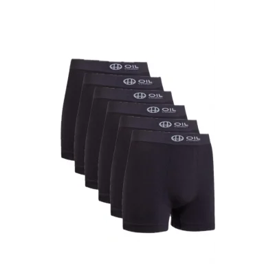 OIL COMPANY BUĞZ Esnek Nefes Alabilir Rahat Kumaş Pamuklu Likrali Erkek Siyah Boxer Terletmez 6LI PAKET