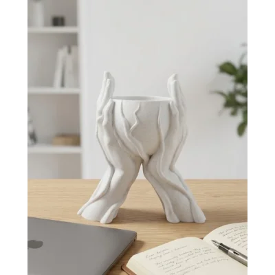 BUĞZ Estetik El Figürlü Dekoratif 3D Baskı Vazo Saksı Ev Dekorasyonu