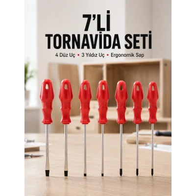 BUĞZ Ev ve Atölye Kullanımına Uygun 7 Parça Tornavida Seti