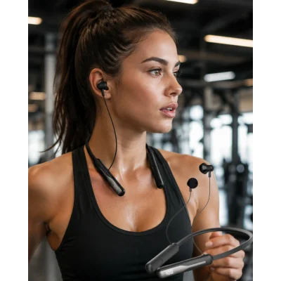 BUĞZ Extra Bass Kablosuz Kulaklık Uzun Bataryalı Neckband Tasarım