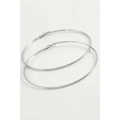  Ezme Çizgili Metal Halka Küpe 8-9-10 cm