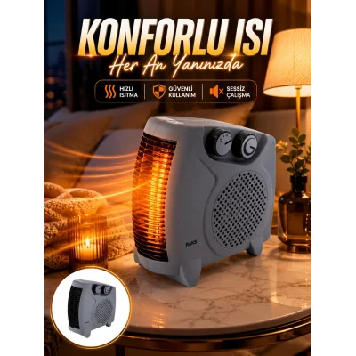 BUĞZ Fanlı Oda Isıtıcısı Termostat Kontrollü Soğuk Hava Üfleme Modu Yeni Nesil