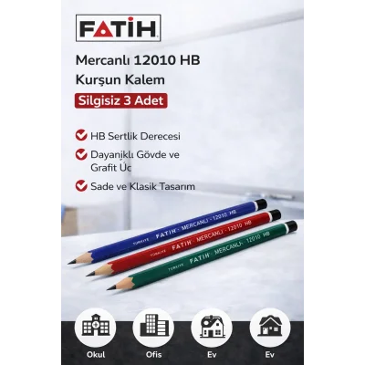 BUĞZ Fatih Mercanlı 12010 HB Kurşun Kalem 3 Adet