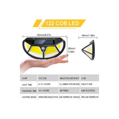  Fonksiyonel Sensörlü 102 Ledli Solar Bahçe Lambası