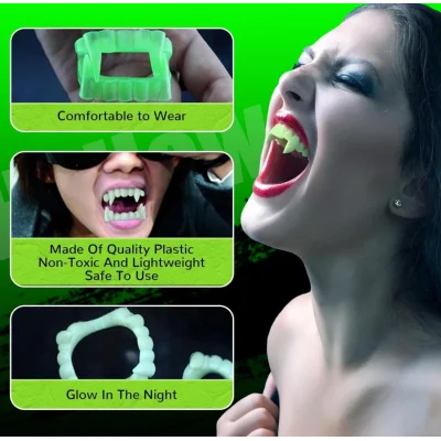 BUĞZ Fosforlu Çift Damak Takma Vampir Dişi