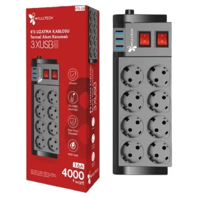 BUĞZ Ftr-08 8’li Termal Akım Korumalı Priz