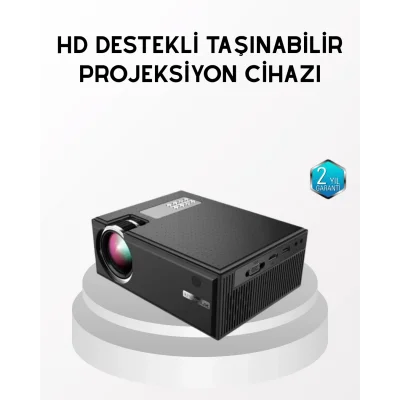 BUĞZ Full HD 1080p Projeksiyon Cihazı Taşınabilir LED Teknolojili ve HDMI Uyumlu
