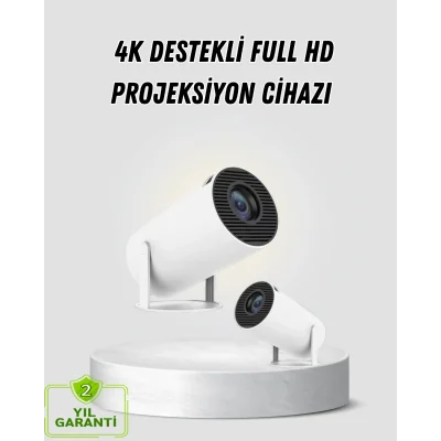 BUĞZ Full HD 4K Destekli Akıllı Projeksiyon – 130 inç Ekran, Uzun Ömürlü Ampul ve Çoklu Giriş
