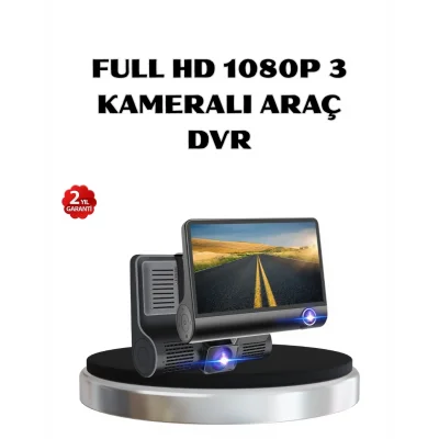BUĞZ Full HD Araç Kamerası 3’lü 4.0” Ekranlı ve HDR Gece Görüşlü