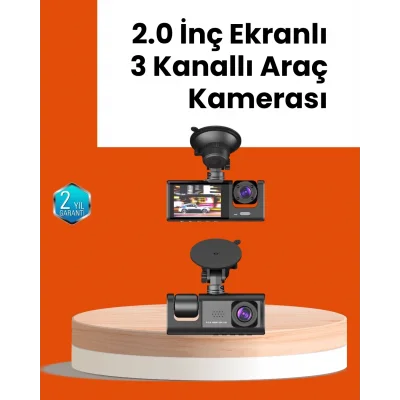  Full HD Araç Kamerası  Çift Yönlü Kayıt ve Darbe Sensörü