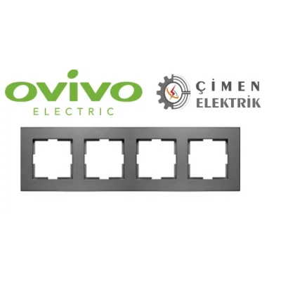  Füme Dörtlü Çerçeve - Priz ve Anahtar İçin Uyumlu Çerçeve