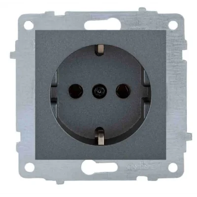  Füme Topraklı Piriz Çerçevesiz Grano - Priz ve Anahtar İçin Uyumlu Çerçeve