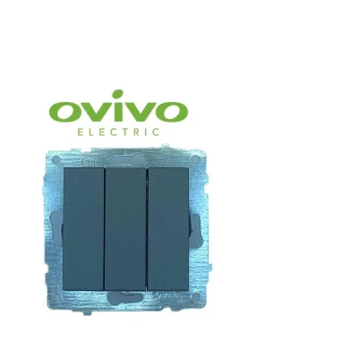  Füme Üçlü Anahtar Çerçevesiz Grano - Priz ve Anahtar İçin Uyumlu Çerçeve