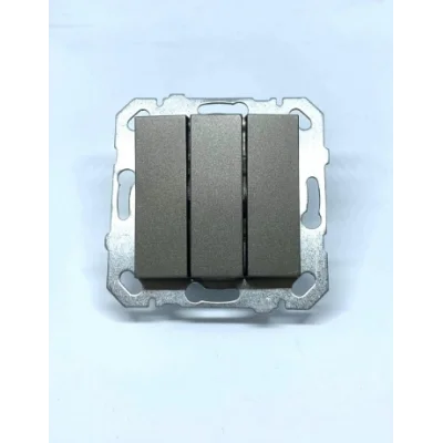  Füme Üçlü Anahtar Çerçevesiz - Priz ve Anahtar İçin Uyumlu Çerçeve