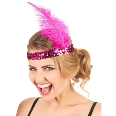  Fuşya Renk Çarliston Saç Bandı