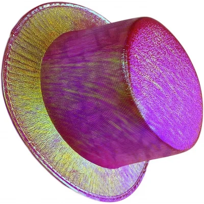 BUĞZ Fuşya Renk Işıltılı Hologram Kumaş Kaplama Fötr Silindir Şapka Yetişkin Boy - Lisinya