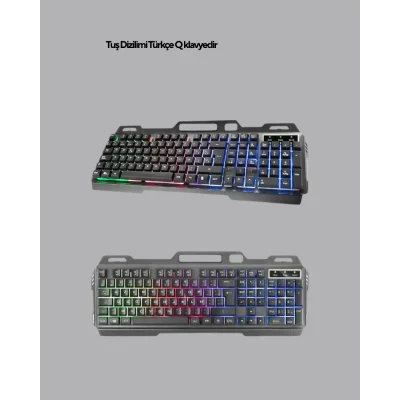 BUĞZ Gaming Set Işıklı Klavye Mouse + Bluetooth 5.2 Kulaklık Oyuncu Paketi - BUĞZ