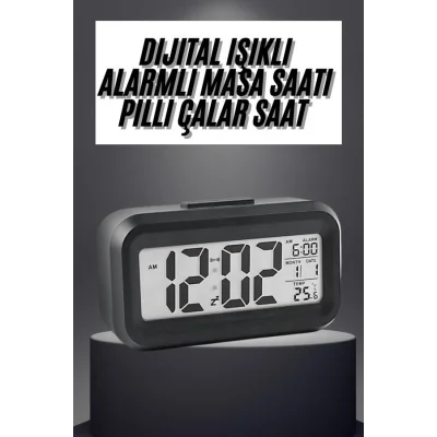 BUĞZ Gece Dijital Masa Saati Dijital Alarmlı Led Ekran Pilli Çalar Saat - BUĞZ