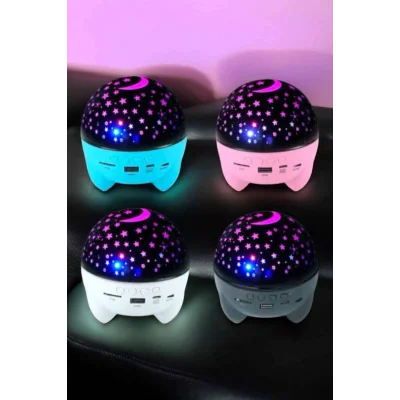 BUĞZ Gece Lambası Projeksiyon Görünümlü Şarjlı Yıldızlı Yuvarlak - BUĞZ