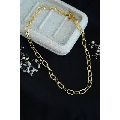 BUĞZ Gerdanlık Kolye Altın Rengi Dikdörtgen Model