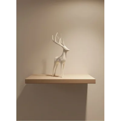 BUĞZ Geyik Figürü Beyaz Modern Salon ve Raf Dekoru
