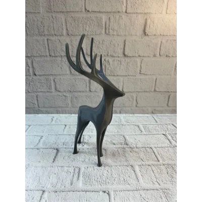 BUĞZ Geyik Figürü Gri Modern Salon ve Raf Dekoru - Lisinya