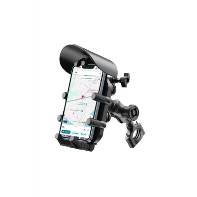 BUĞZ Gidon Bağlantılı Güneş Ve Yağmur Korumalı 360° Derece Ayarlanabilir Motosiklet Bisiklet Telefon Tutucu