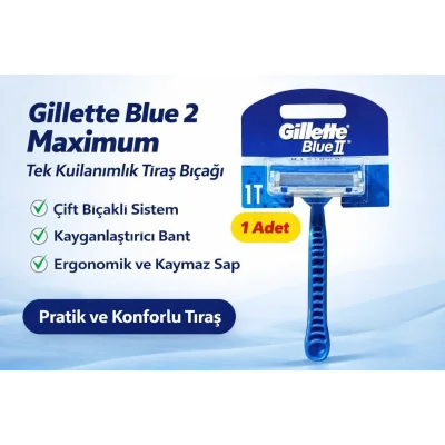 BUĞZ Gillette Blue 2 Maximum Tek Kullanımlık Tıraş Bıçağı 1 Adet