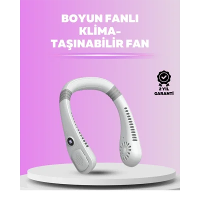 BUĞZ Giyilebilir Bladeless Boyun Fanı | 360° Serinlik, 5 Kademe Rüzgar, USB Şarjlı Sessiz Mini Klima