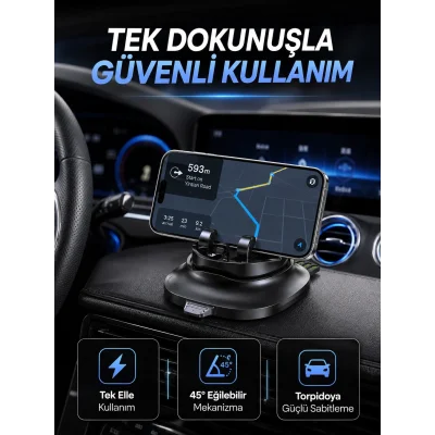 BUĞZ Gizlenebilir Telefon Numaralı Araç İçi Telefon Tutucu Torpido Üstü Telefon Standı