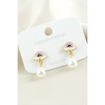  Gökkuşağı Mineli İnci Küpe